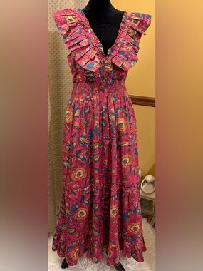 House of Harlow 1960 Pink Floral Tiered Maxi Dress.